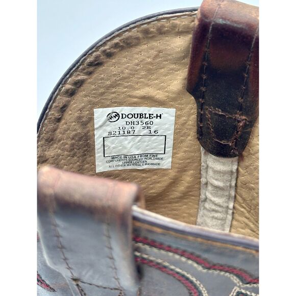 Double H - I.C.E. Saddle Vamp Western Work Boots – Broad Square Toe – M 10 - Picture 8 of 9